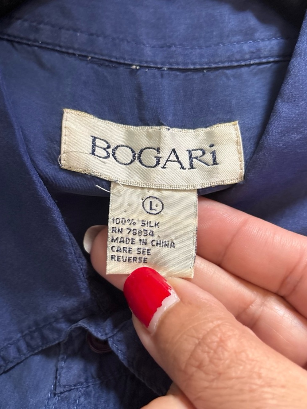 Bogari y2k Men's Navy Long-Sleeve Button-Front silk Dress Shirt - Picture 6 of 7